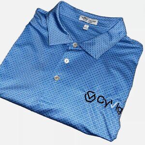 Peter Millar Summer Comfort Performance Golf Polo Men's XL Blue Print